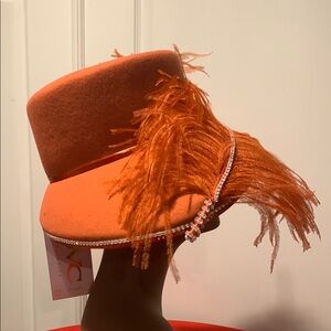 Orange Feathered Women's Hat